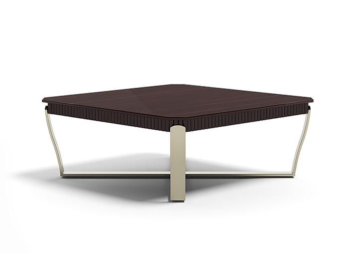 ARISTO XQ Low square steel and wood coffee table