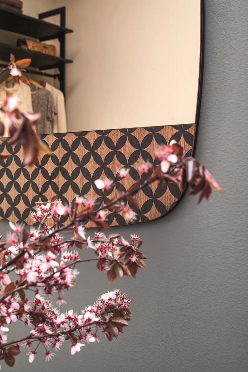 MARGUERITE Rectangular wall-mounted wooden mirror