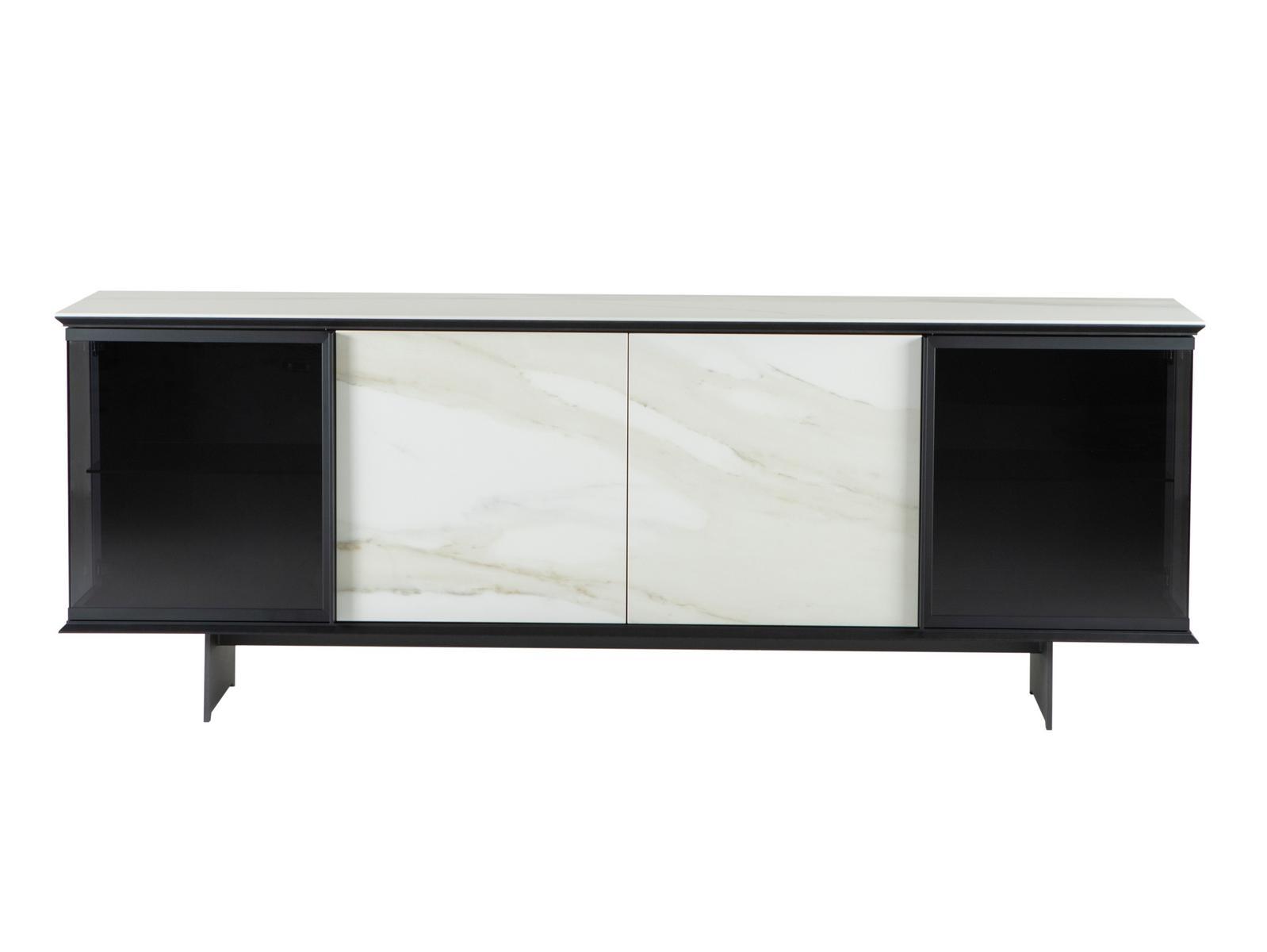 AIRA Sideboard in glass and porcelain stoneware with hinged doors