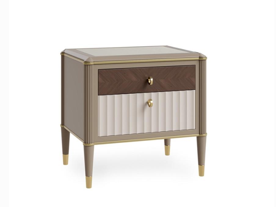 PR.128 Rectangular linden bedside table with drawers