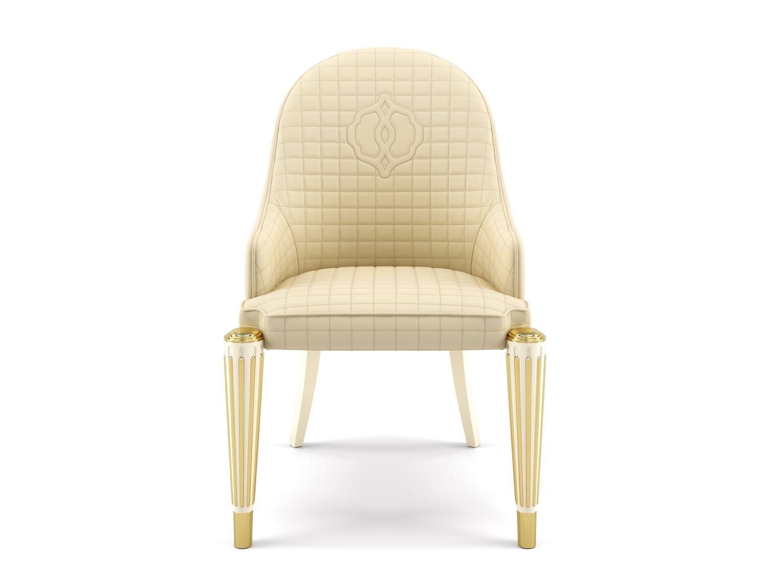 OPHELIA Upholstered leather chair with armrests