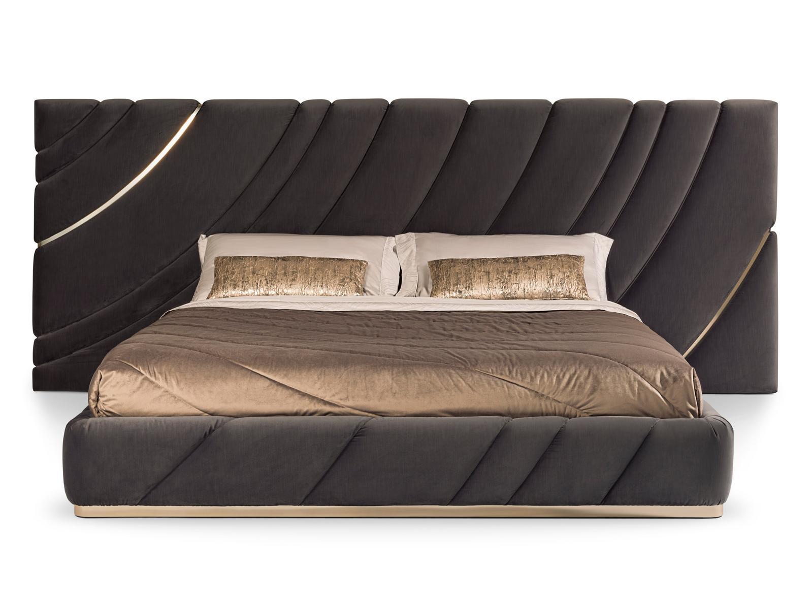 ULTRASOUND Fabric double bed with upholstered headboard