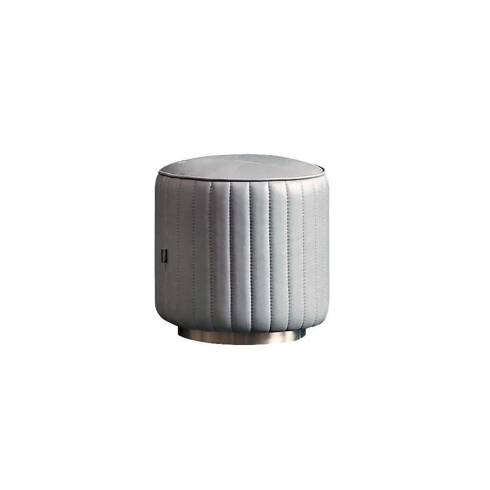 LIPS Round leather pouf