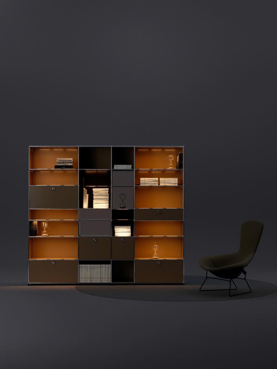 HALLER E Modular shelving unit with built-in lights