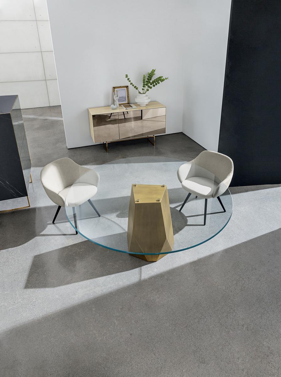 DEOD Round tempered glass table