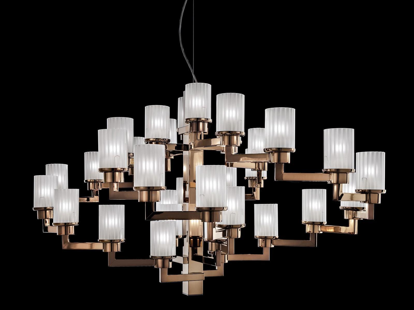 ARTÚ Metal and etched glass chandelier
