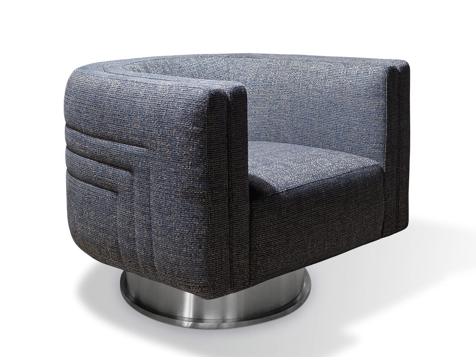 MIKA Swivel upholstered fabric armchair