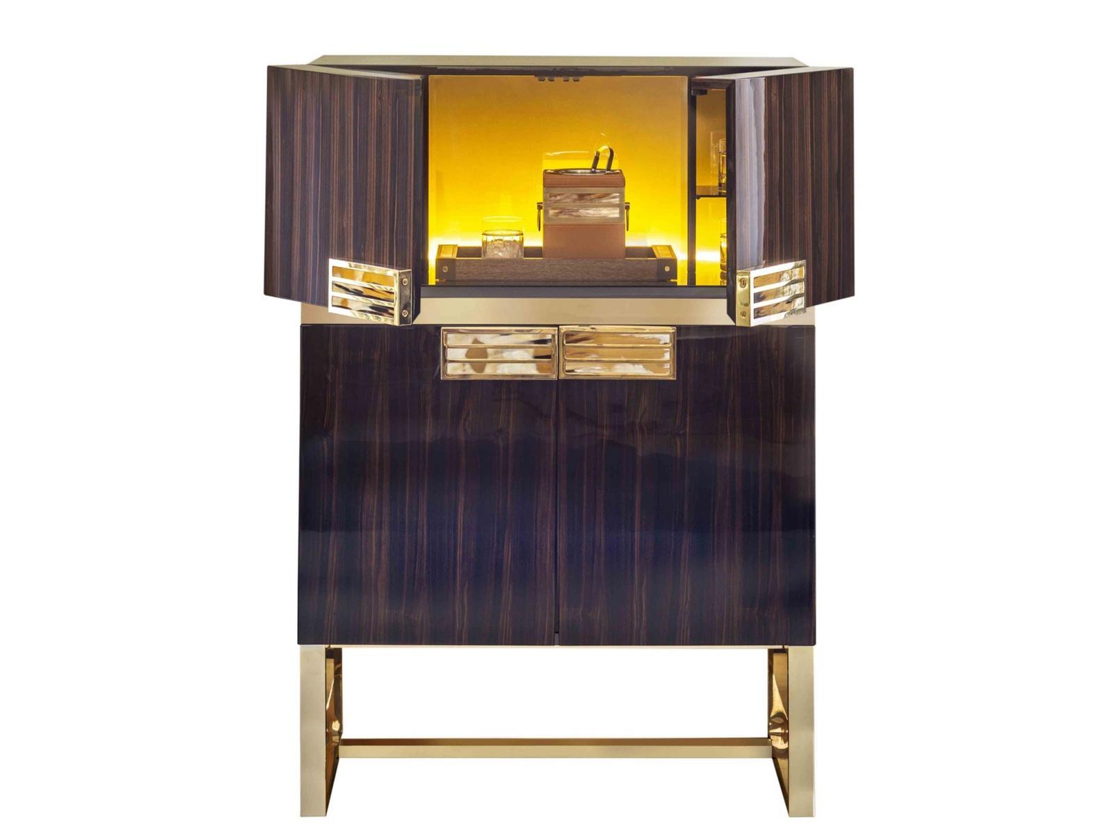 COSMOPOLITAN 6027EBO/EBL Ebony bar cabinet with integrated lighting