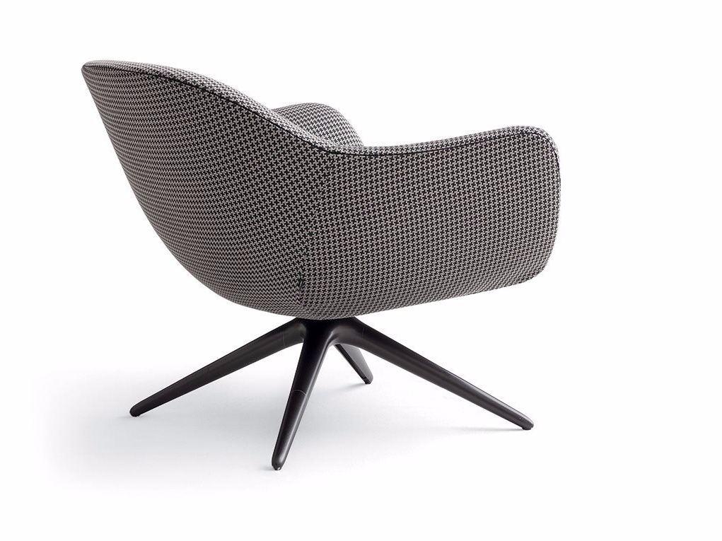MAD CHAIR Upholstered trestle-based fabric armchair with armrests