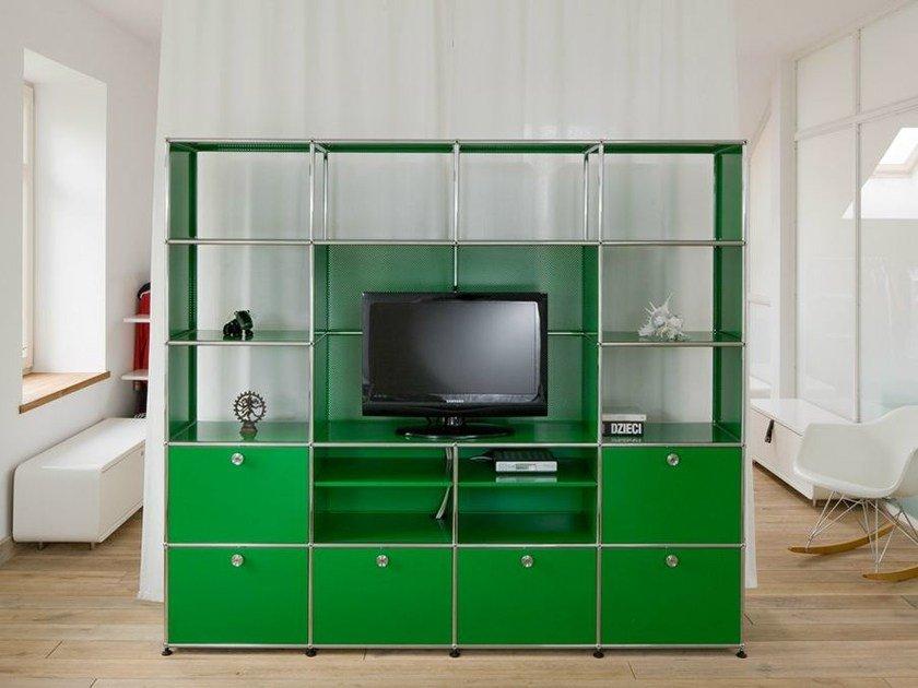 HALLER MEDIA SHELVING Modular metal lacquered shelving