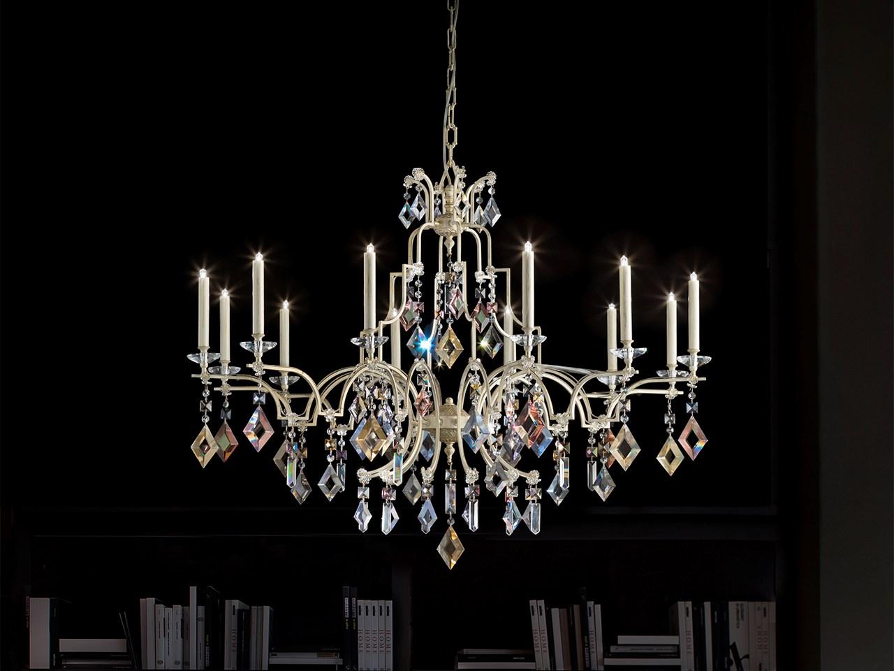 LIZZI 6+6 Direct light painted metal chandelier with crystals