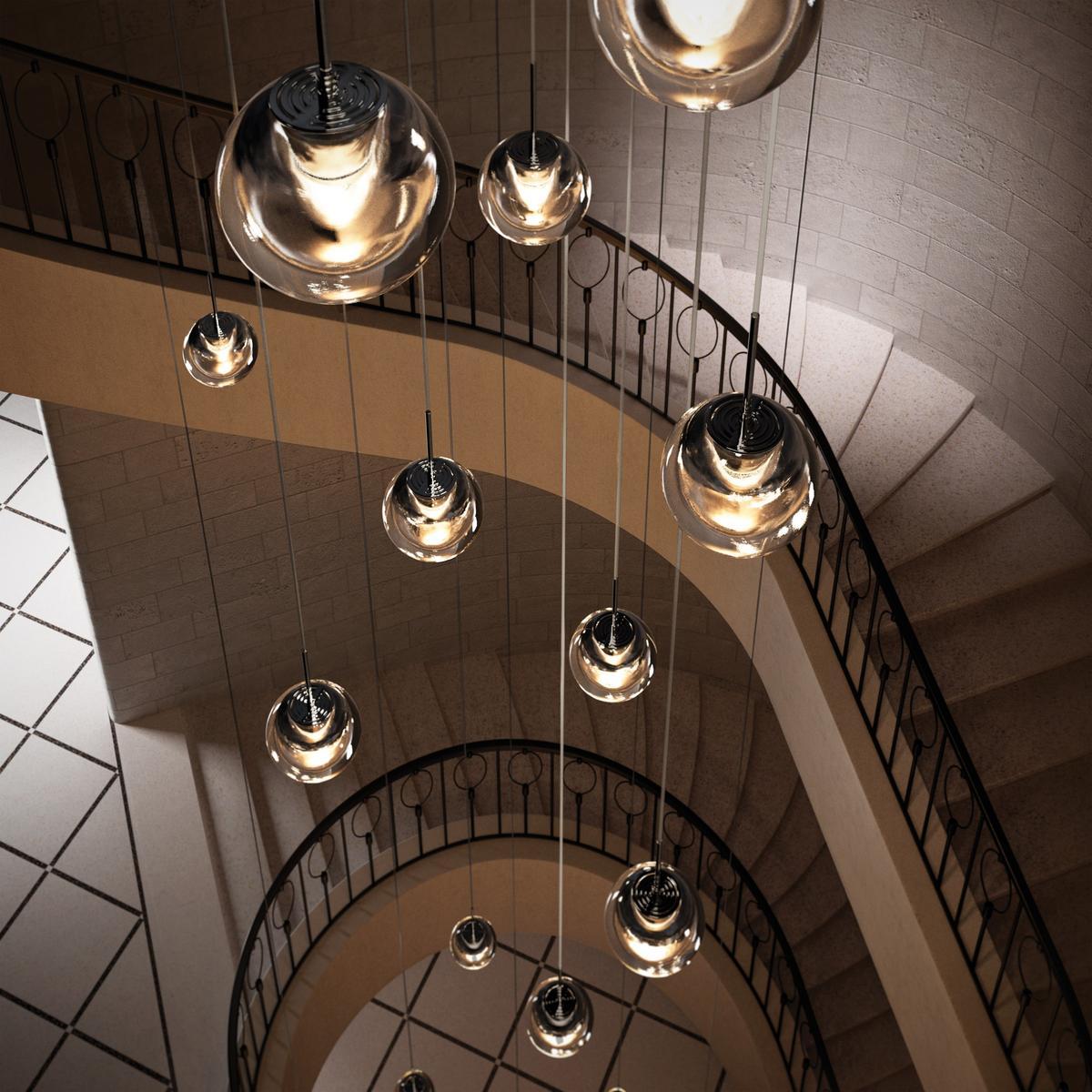 DEW LED glass and aluminium pendant lamp