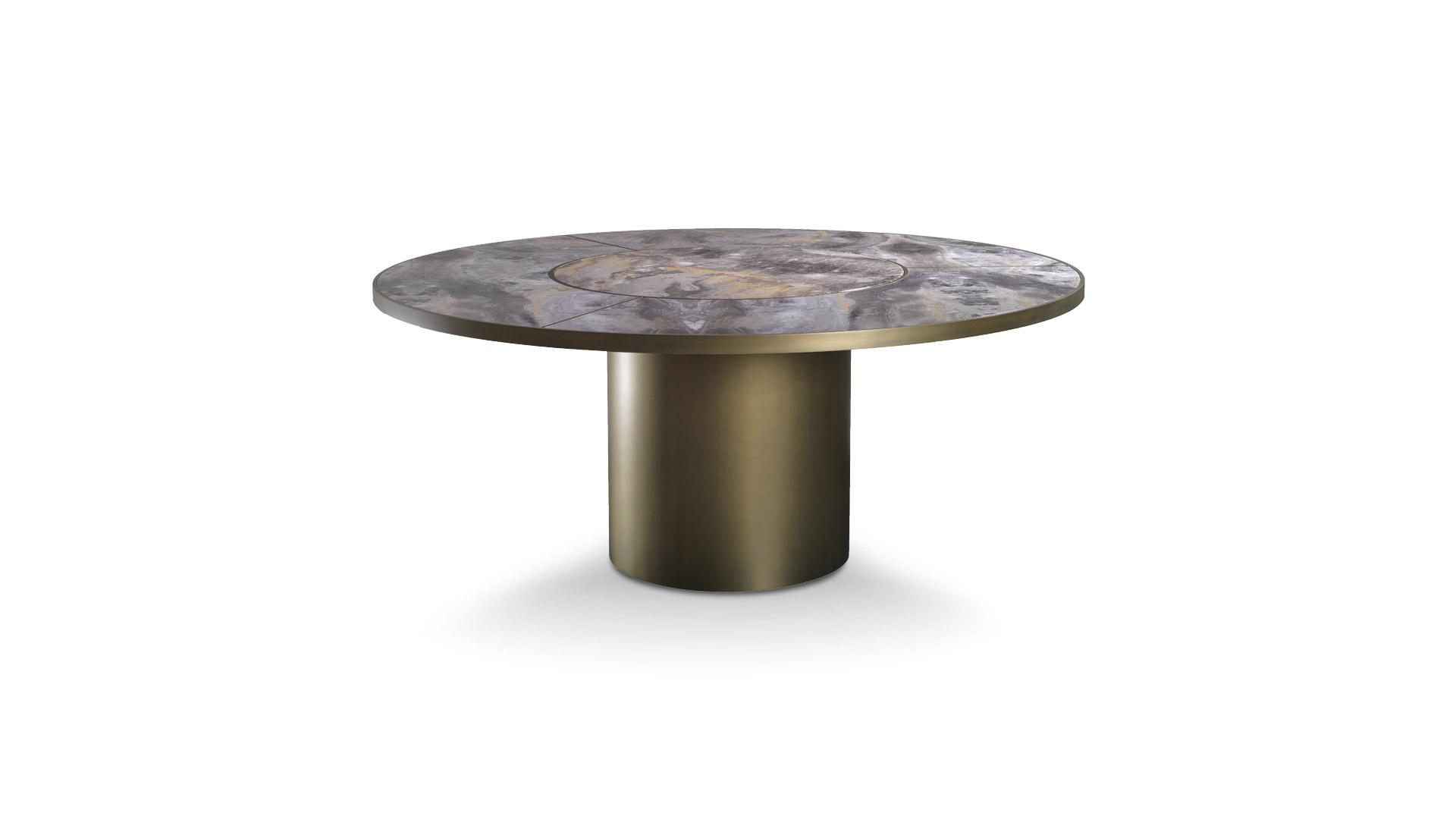 SIGNORE DEGLI ANELLI Round glass dining table