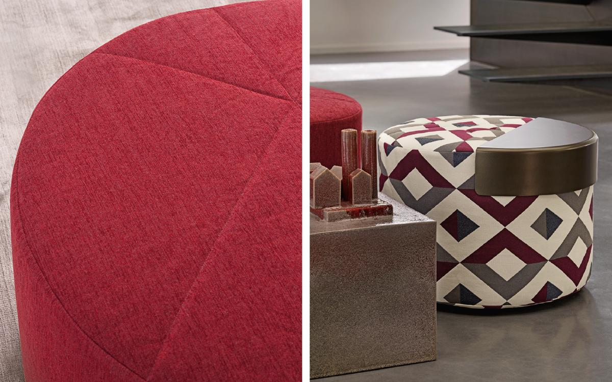 MOON Round fabric pouf