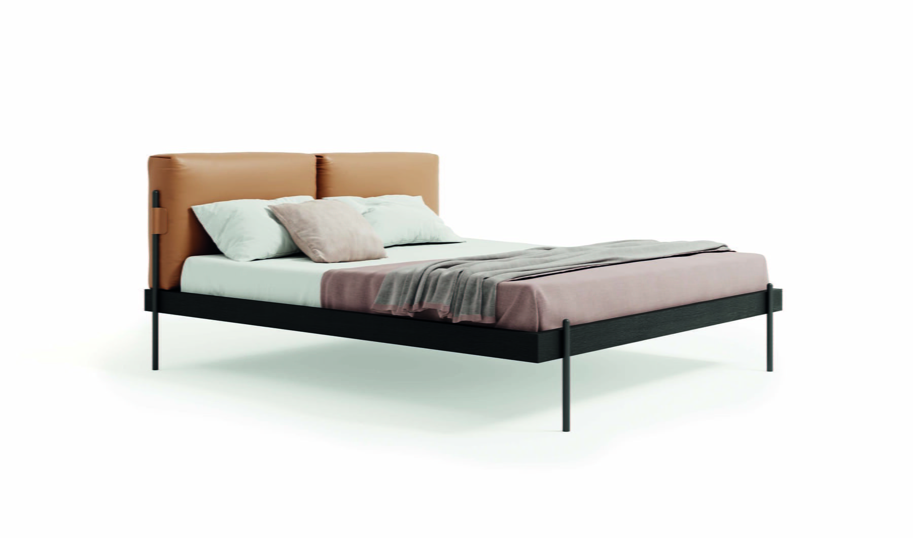 SUPERNOVA Fabric bed with upholstered headboard