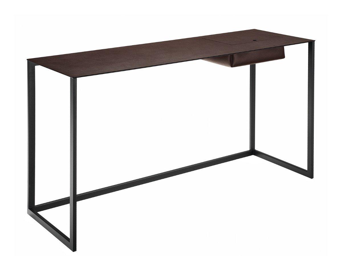 CALAMO 2730 Steel secretary desk with tanned leather top