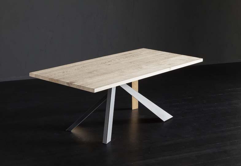 PARIGI + METAL/LEGNO Rectangular solid wood dining table