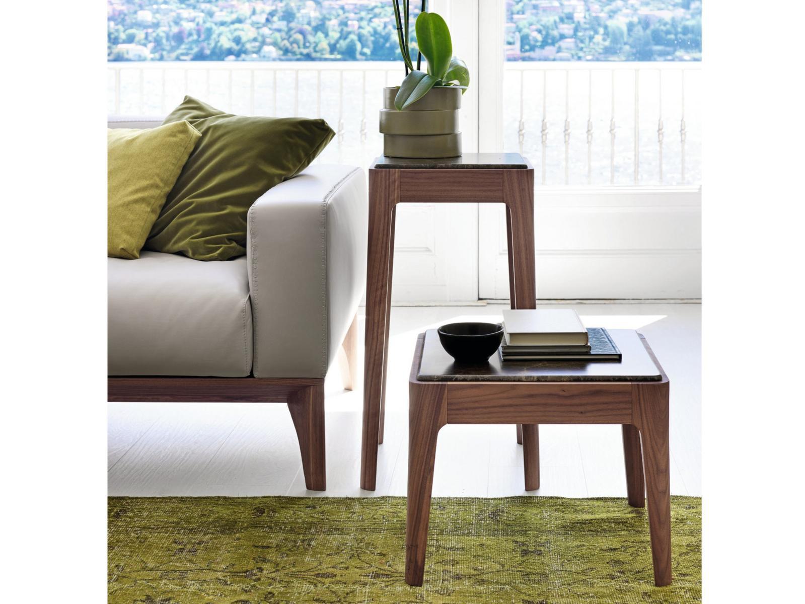ZIGGY 1 Low square walnut coffee table