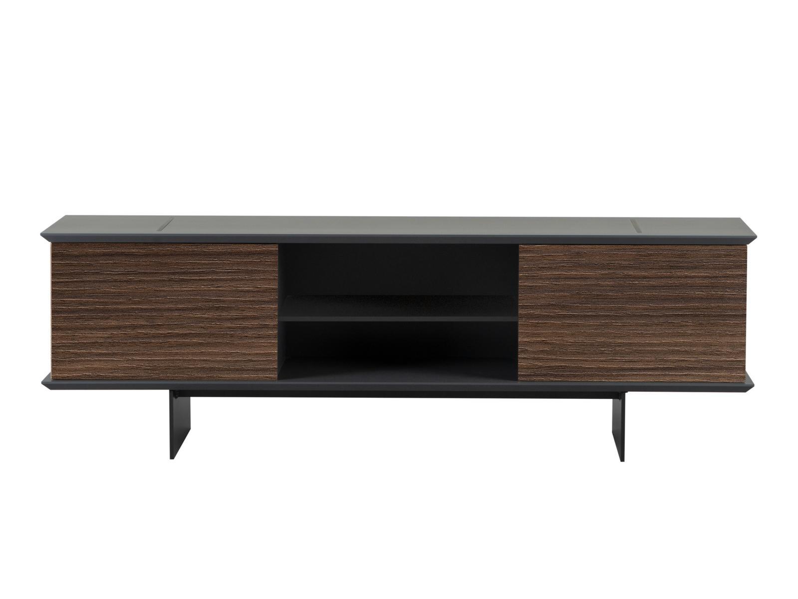 TEO Low walnut TV cabinet with doors