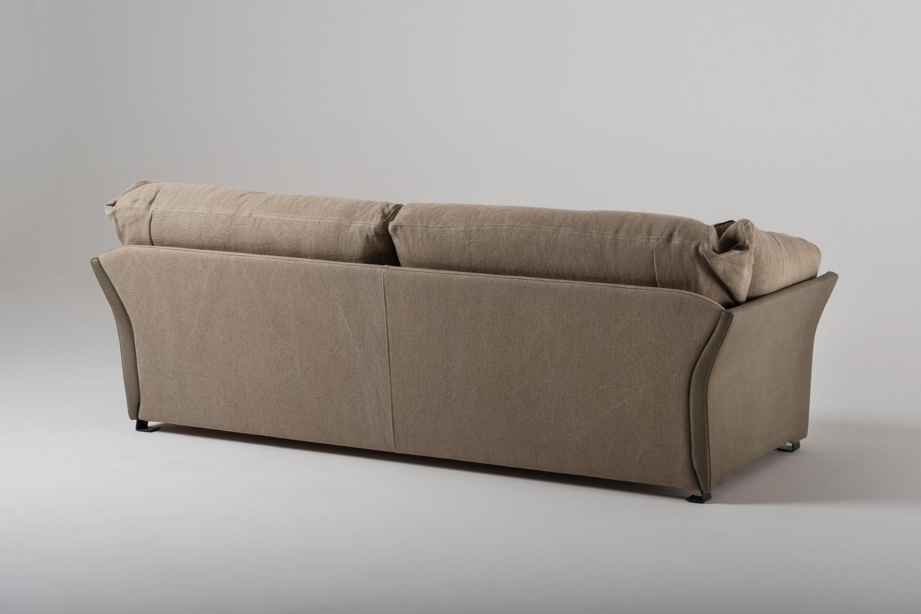PACO 3 seater linen and leather sofa