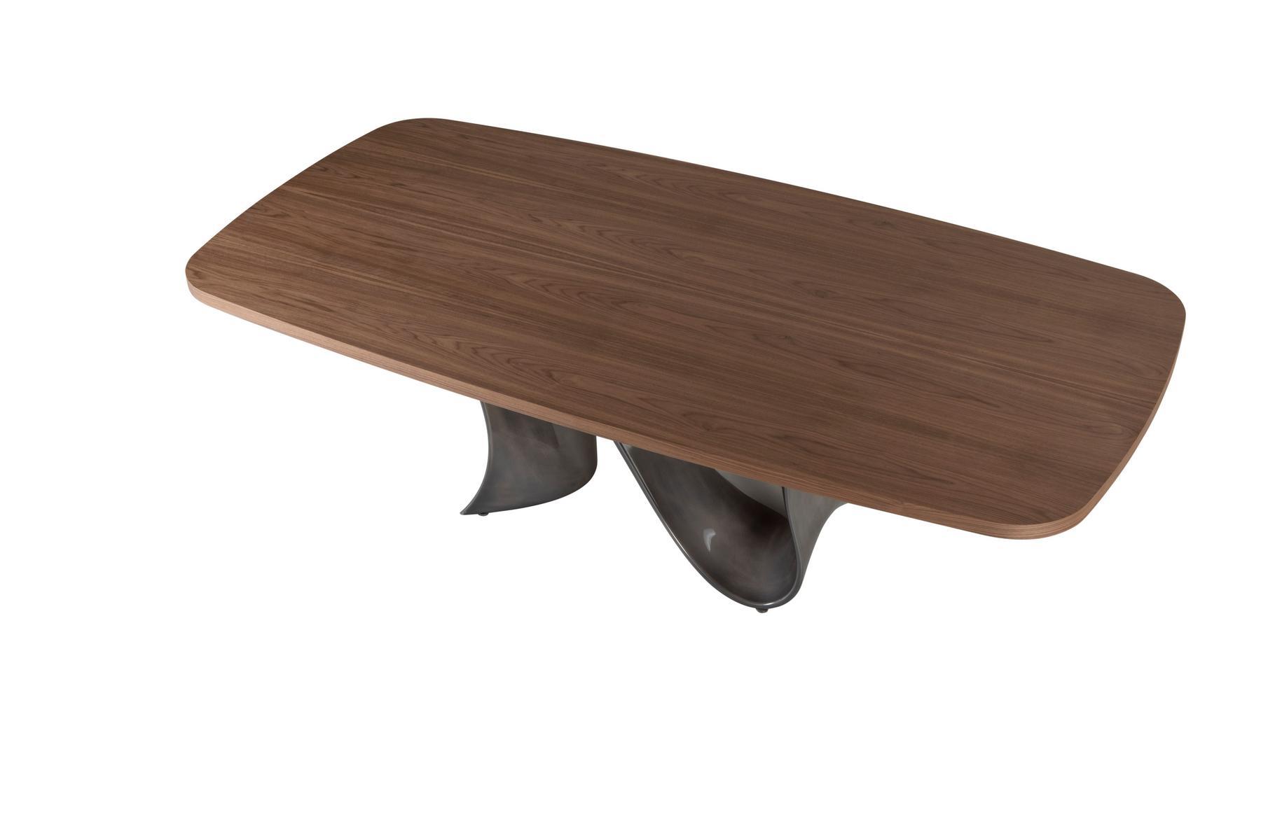 WAVE Rectangular walnut table with Baydur® base