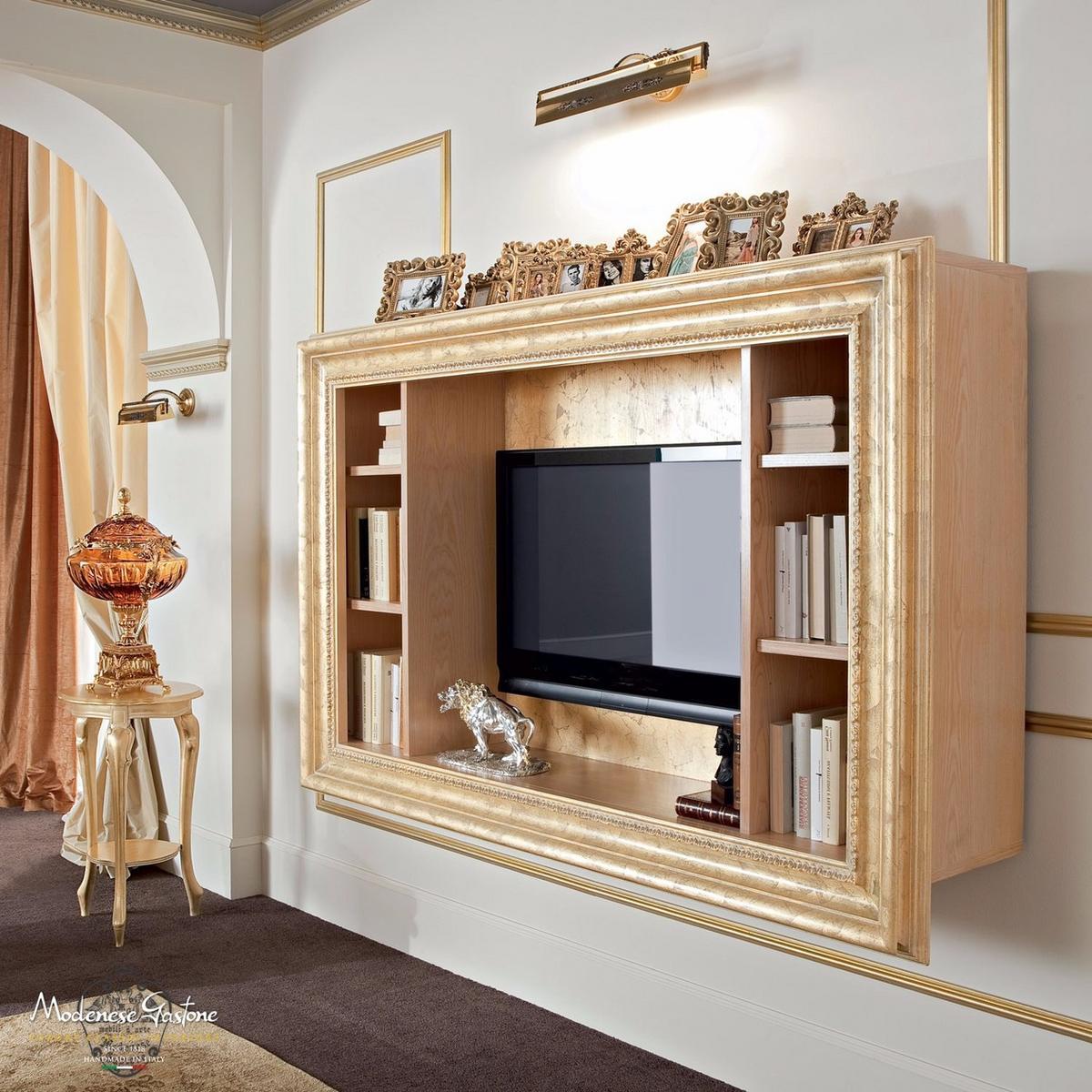 13131 Open wall-mounted bookcase with TV stand