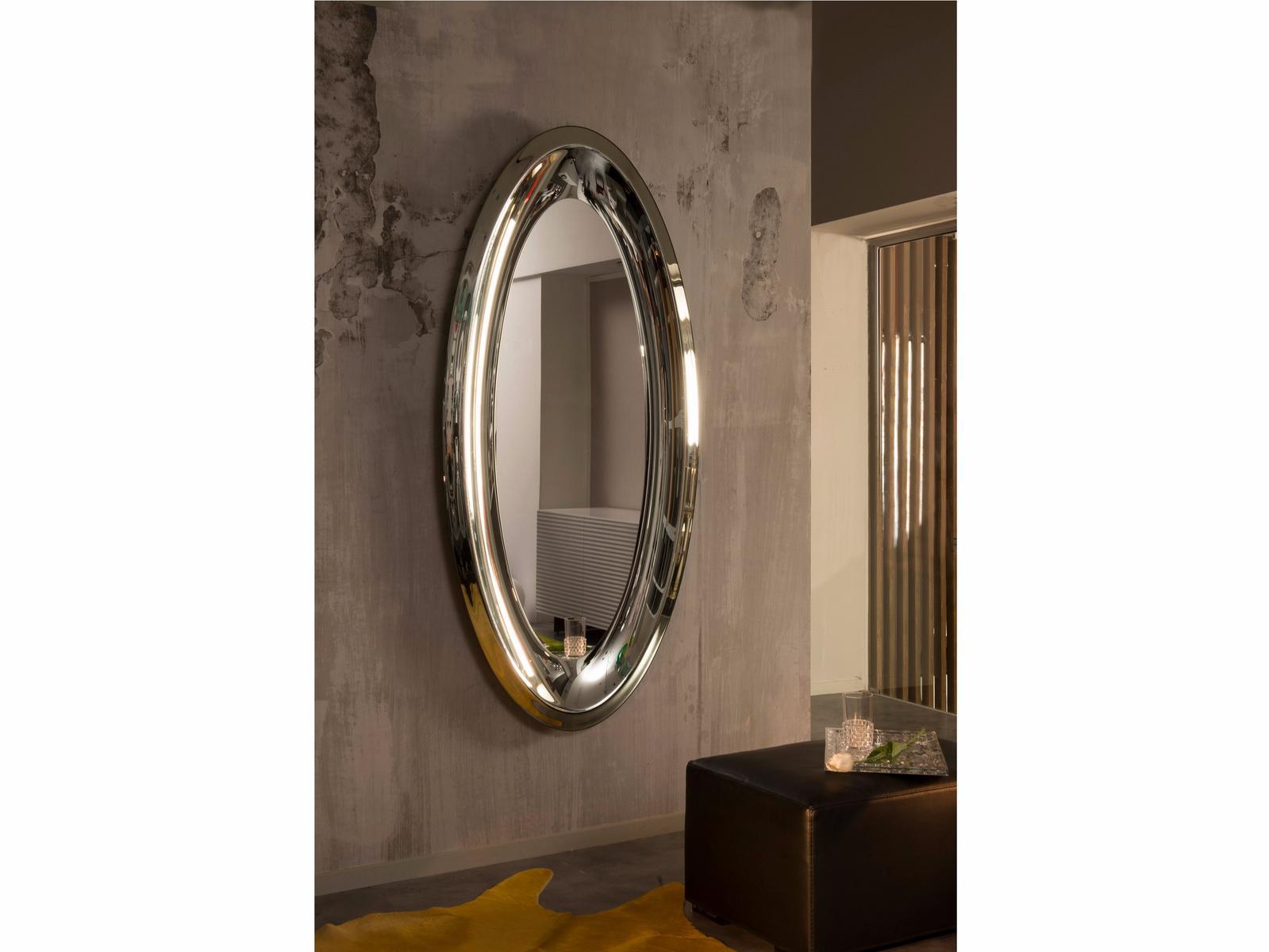 AQUA Wall-mounted framed oval mirror