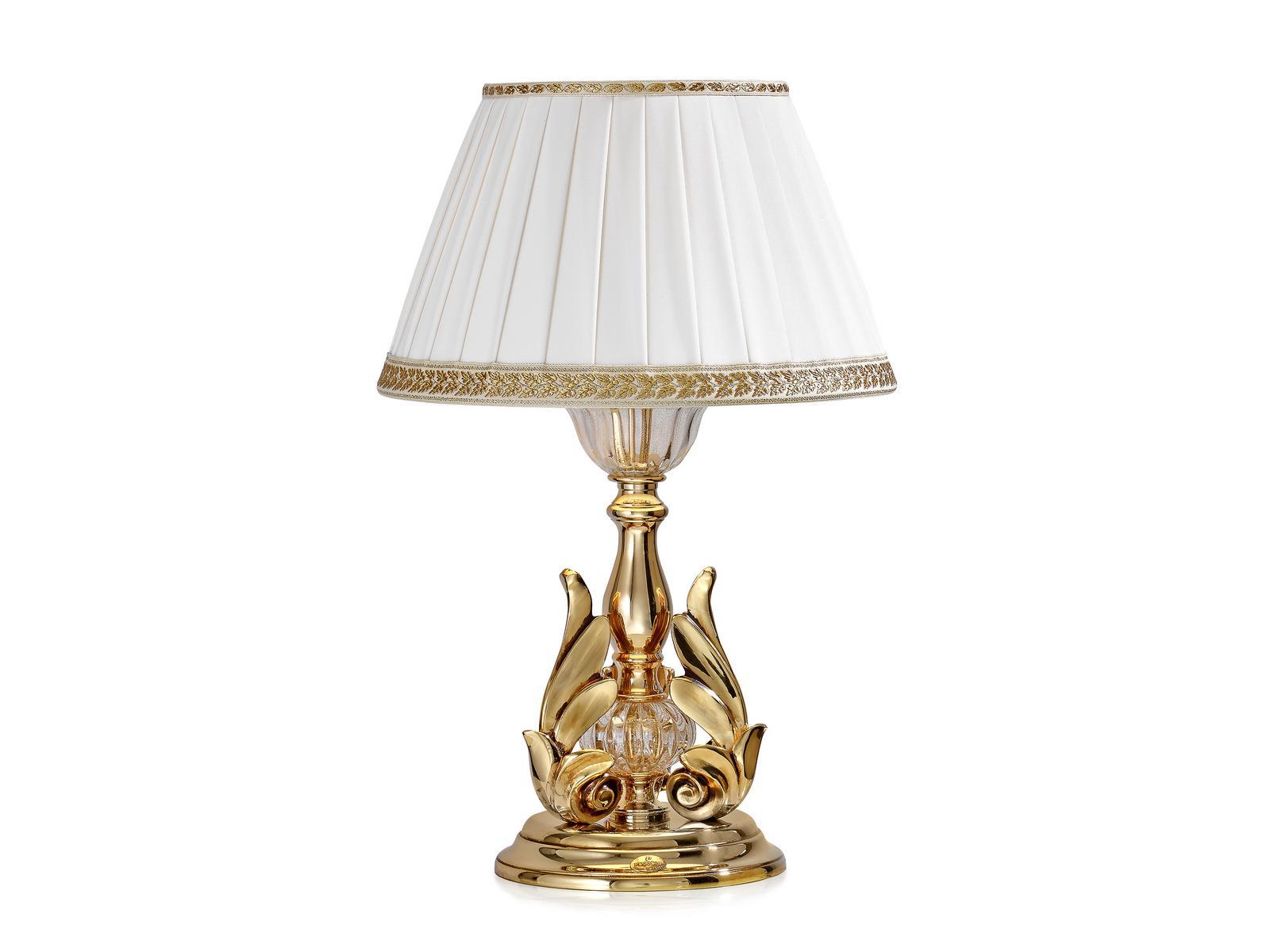 LUCILLA 550/LG Shaded gold plated table lamp with crystal and shade