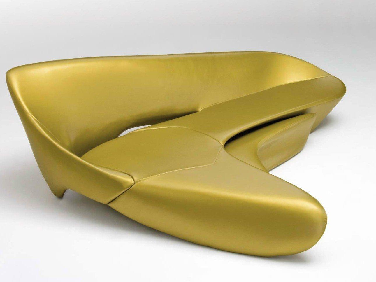 MOON SYSTEM Curved sofa with footstool