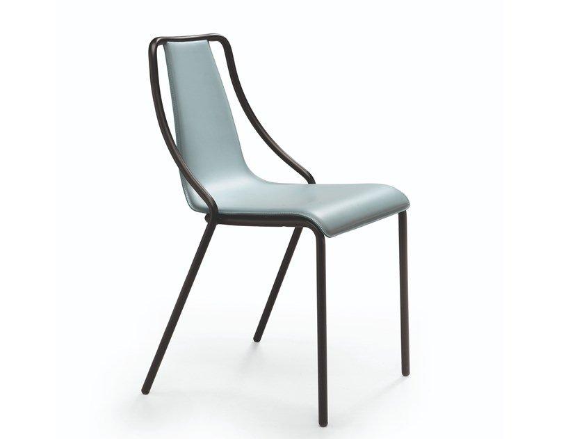 OLA S CU Steel chair and leather seat