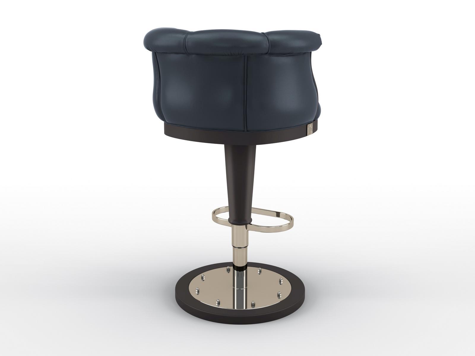 FLOWER High leather barstool with footrest