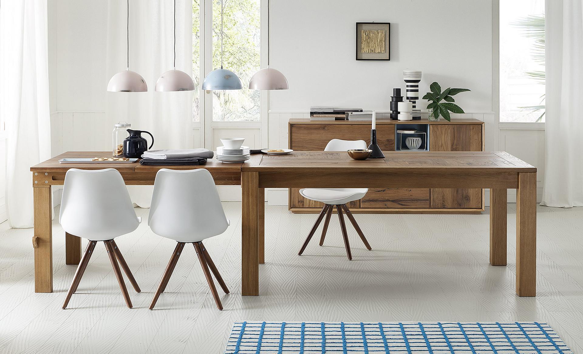 DUBLINO Extending rectangular oak table