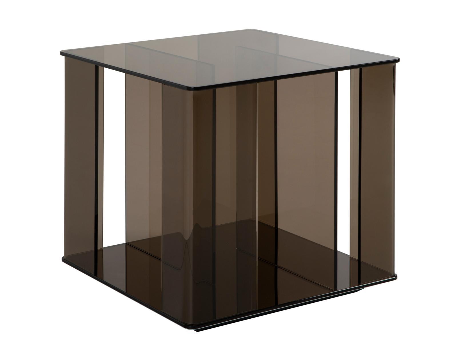 DEDALO Low square glass coffee table