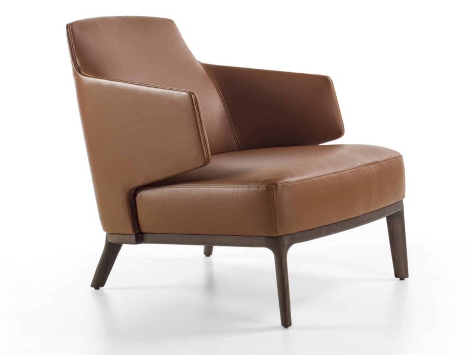 AMANDA Leather armchair with armrests
