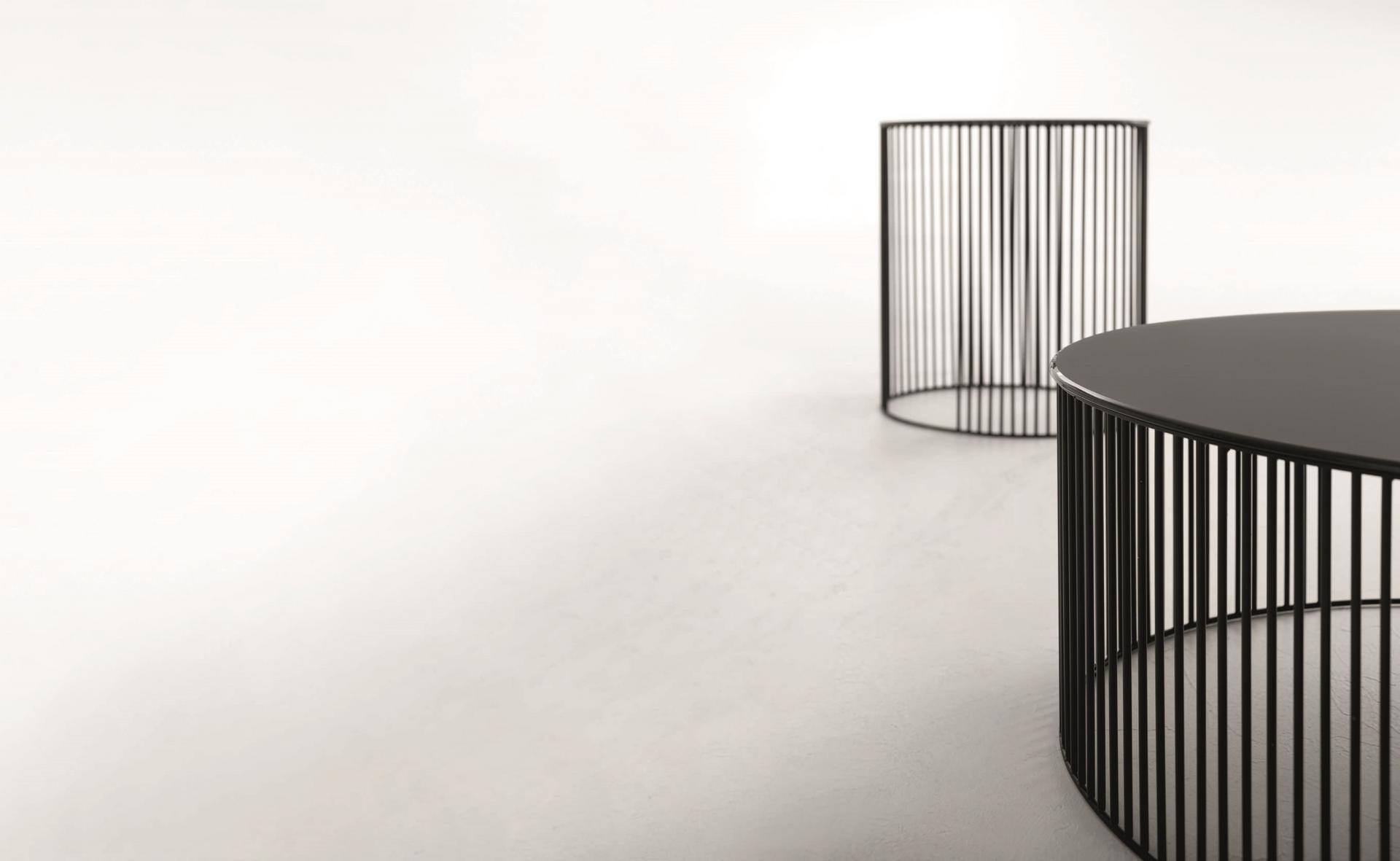 ANDRA Oval metal coffee table with glass top