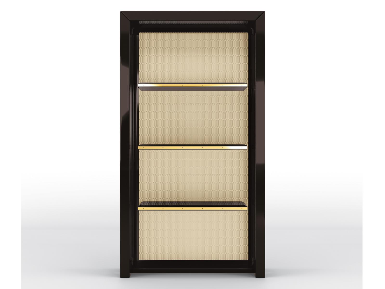 JADE Open bookcase in solid wood and leather