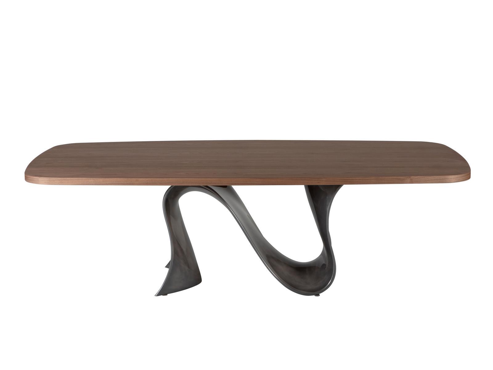 WAVE Rectangular walnut table with Baydur® base