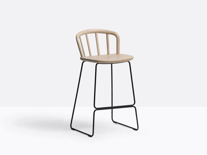 NYM 2858 High sled base ash stool with footrest