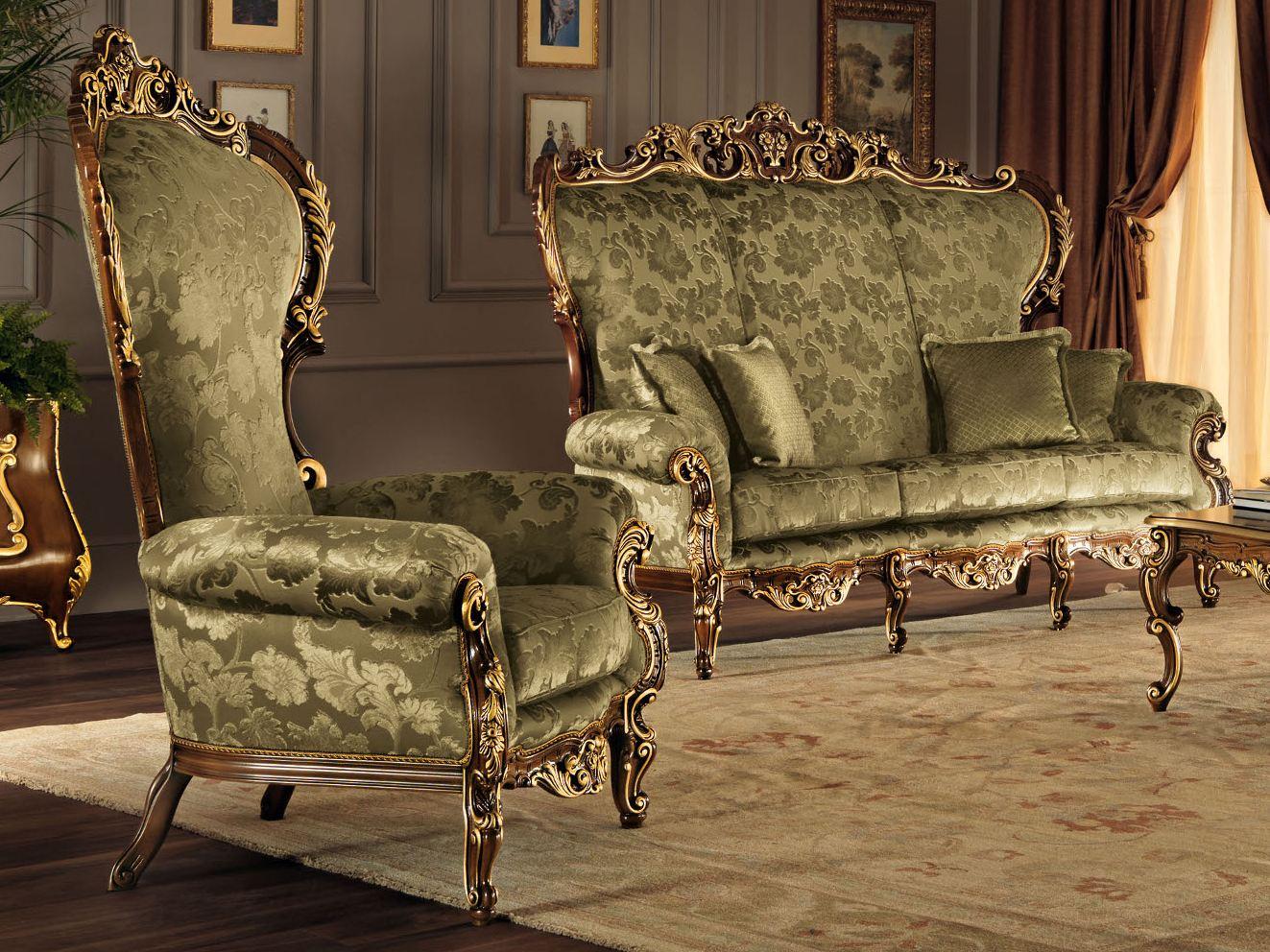 11421 Upholstered fabric armchair with armrests