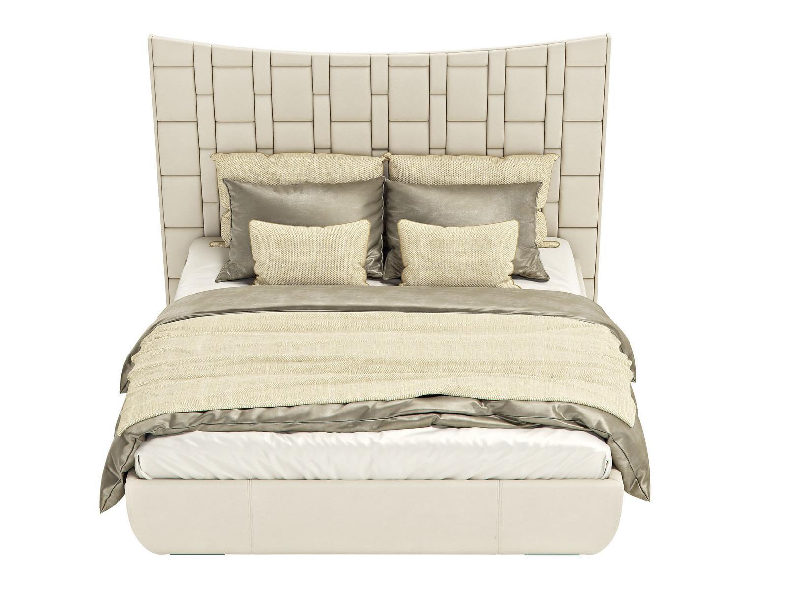 JUBILEE L Leather king size bed with upholstered headboard