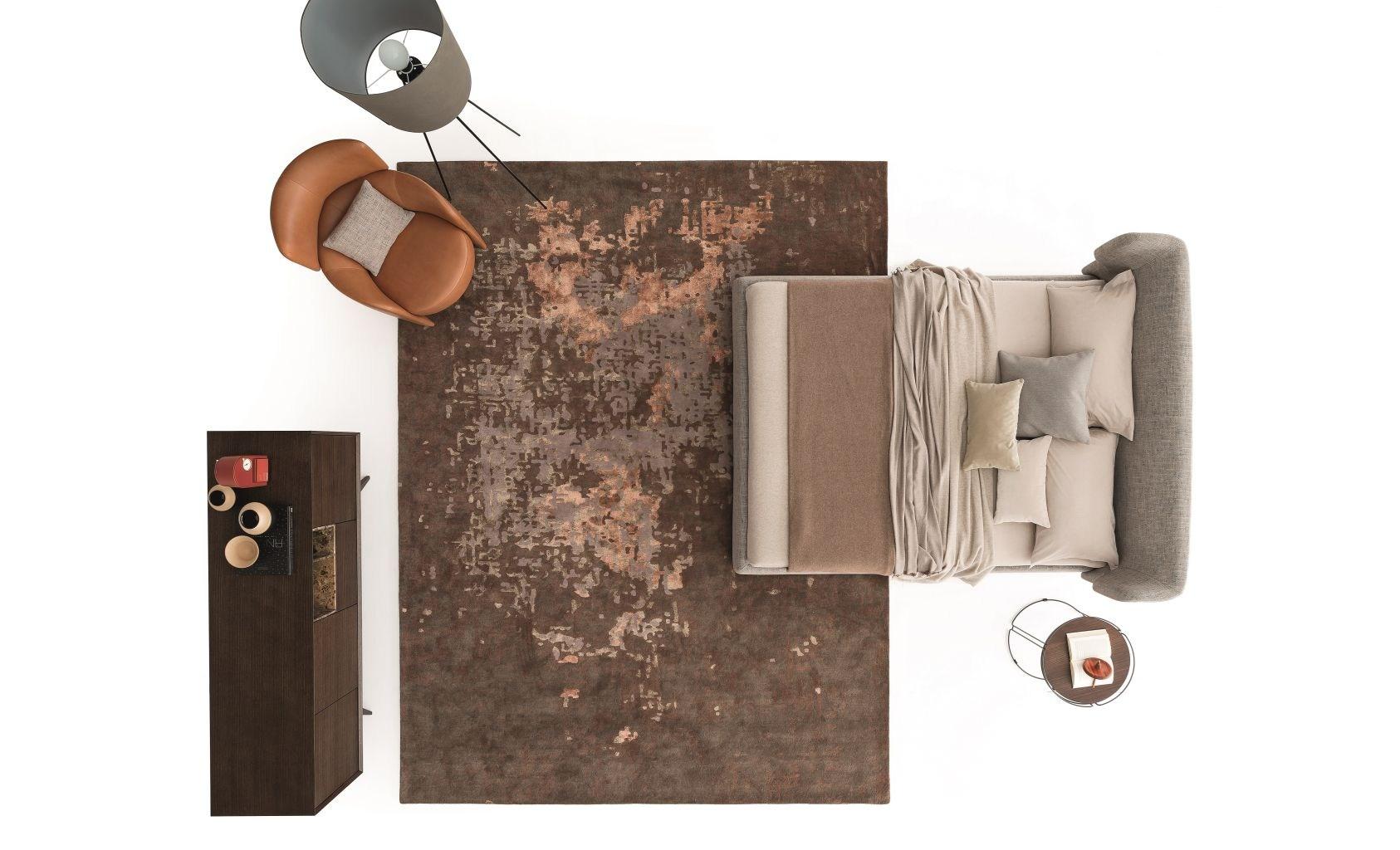 CLAIRE Leather storage bed with upholstered headboard