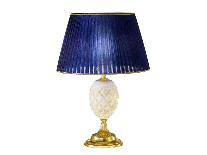 SANDY 7004/L Satin gold plated table lamp with alabaster and shade