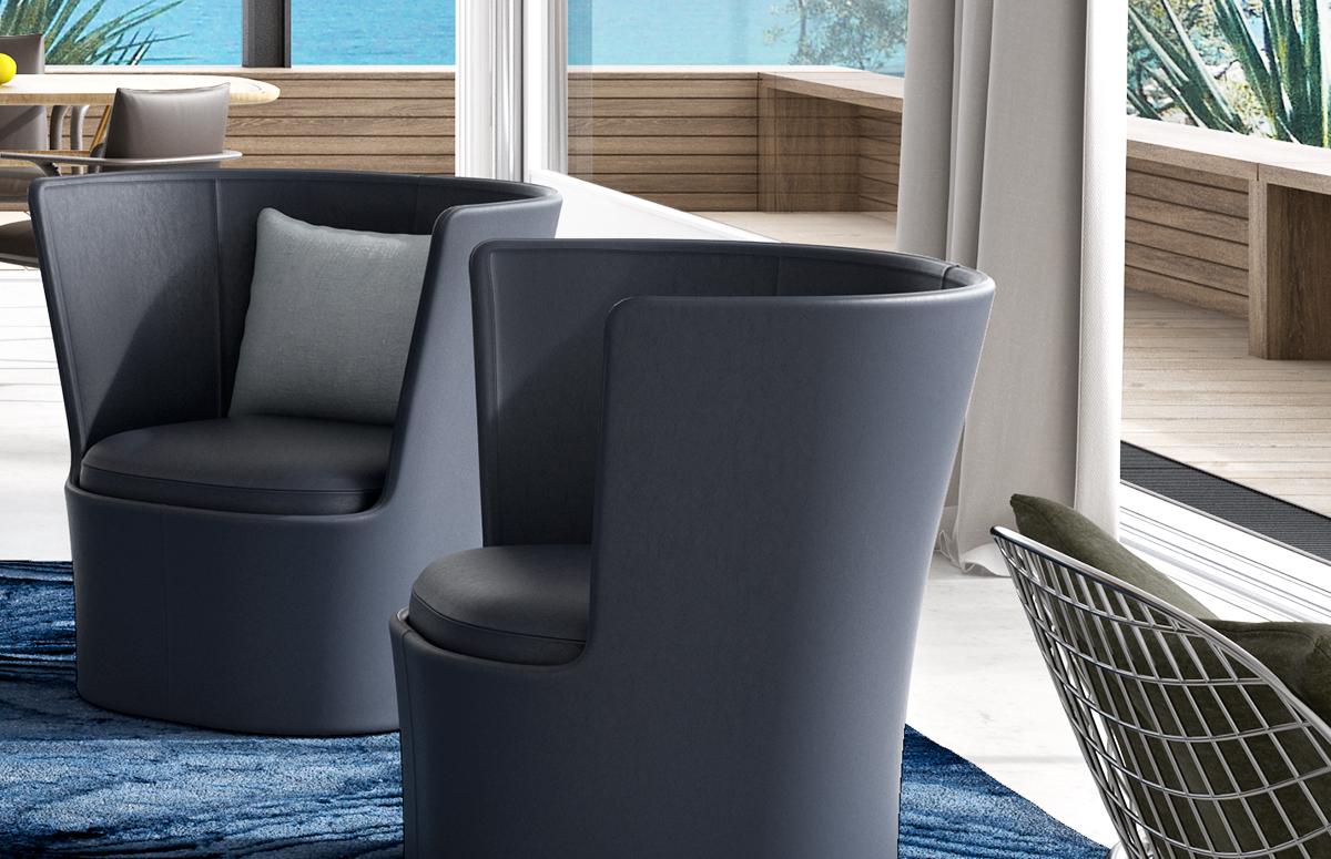 CAPE Leather armchair with armrests
