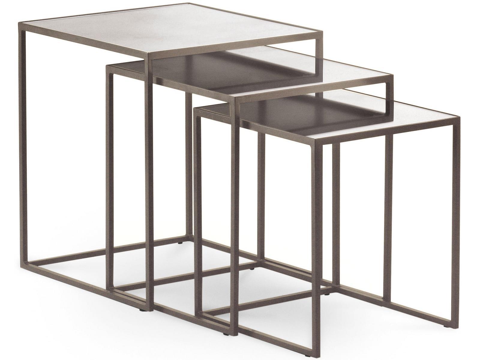 NARCISO Stackable square mirrored glass coffee table