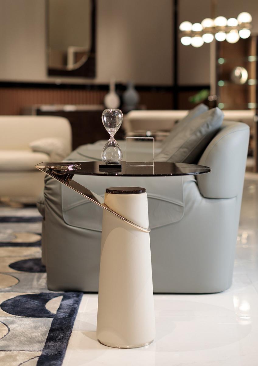 ECLIPSE Round glass coffee table for living room