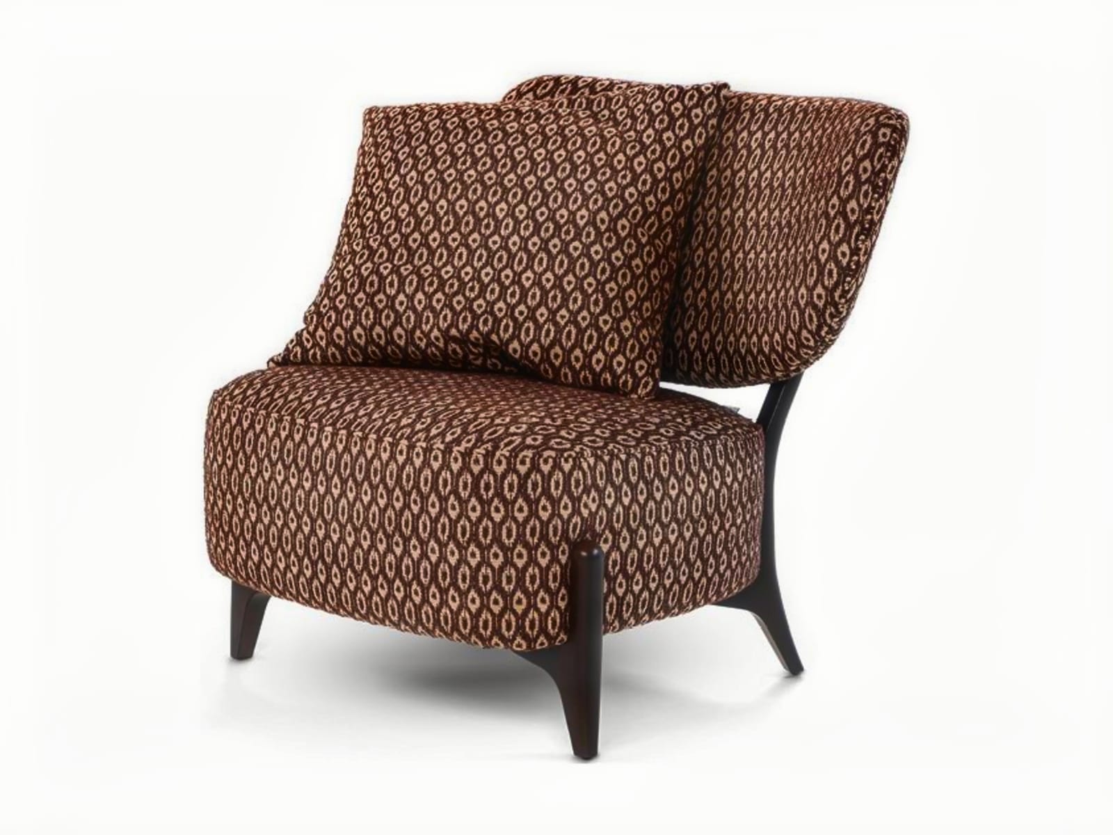 SILLA The 'Silla' armchair features a distinctive embracing backrest and sturdy external legs, offering both comfort and a stylized, Scandinavian-inspired design.