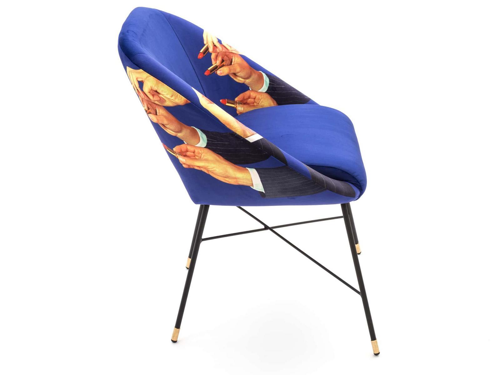 LIPSTICKS Upholstered fabric chair with armrests