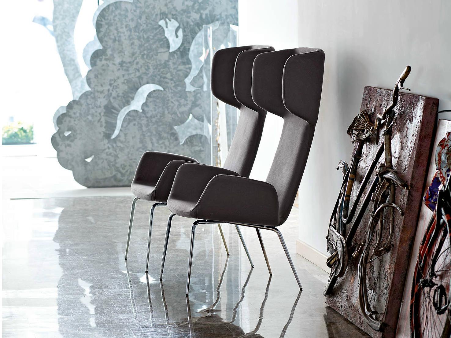 LIGHT E Wing upholstered armchair with armrests