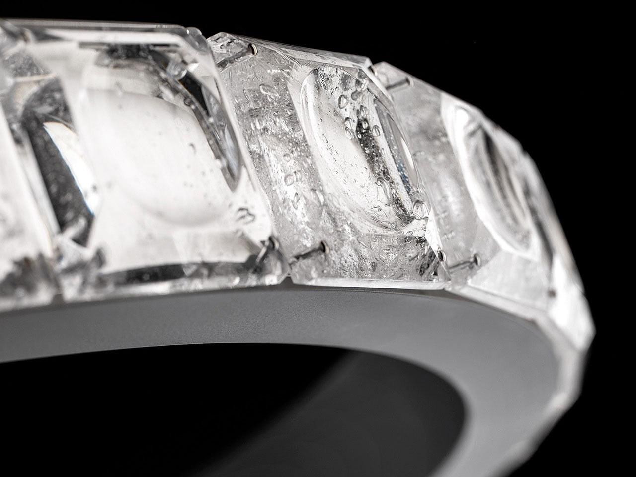 AURA LED glass and metal pendant lamp with crystals