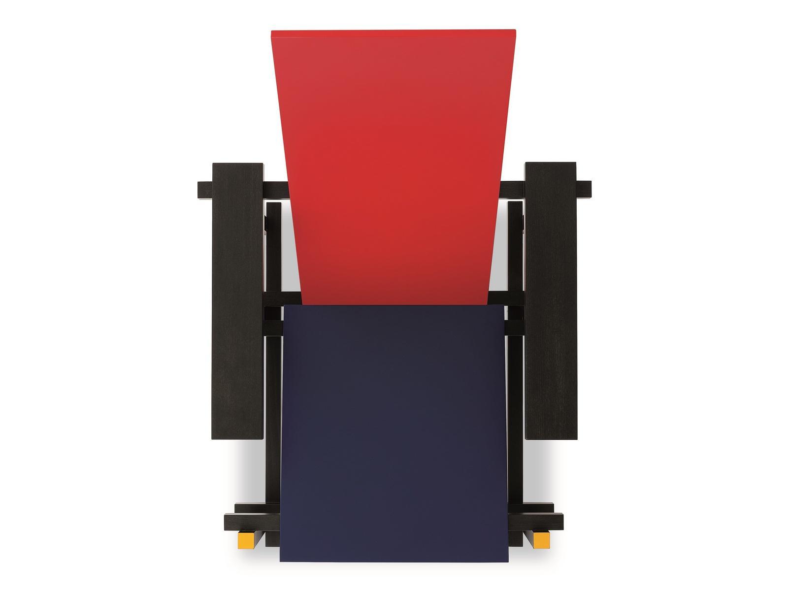 635 RED AND BLUE High-back wooden armchair